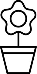 Pot Flower Vector Line Icon for Adverts. Suitable for books, stores, shops. Editable stroke in minimalistic outline style. Symbol for design