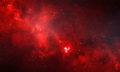 Fototapeta na wymiar Red dark space galaxy stars nobula background