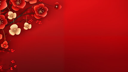 wide banner of chinese lantern and flower with space for text on
