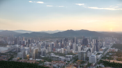 Naklejka premium Modern metropolis, city skyline, urban architecture