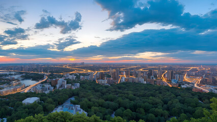 Modern metropolis, city skyline, urban architecture