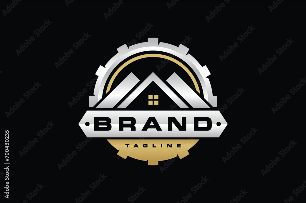 Wall mural real estate gear emblem logo