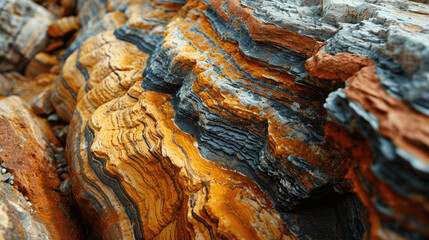 A close-up of a naturally vibrant rock formation displaying a beautiful blend of colors and textures
