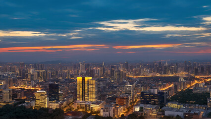 Fototapeta premium Modern metropolis, city skyline, urban architecture