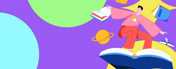 Education and learning people flat vector concept hand drawn illustration
