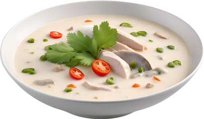 Image of a delicious-looking Tom Kha Gai, one of the most popular Thai dishes. 