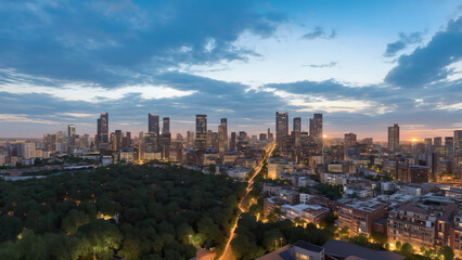 Modern metropolis, city skyline, urban architecture