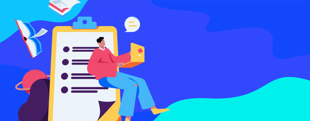 Education and learning people flat vector concept hand drawn illustration
