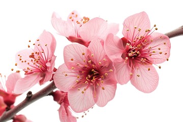 pink cherry blossom isolated white background