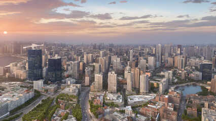 Fototapeta premium Modern metropolis, city skyline, urban architecture