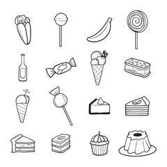 Set of food and drink hand drawn vector
