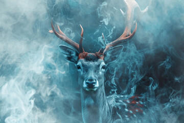 illustration of a painting like a deer in smoke style