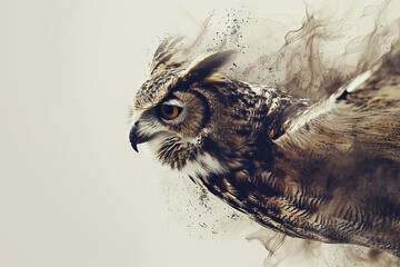 illustration of a painting like a owl in smoke style