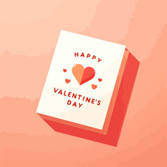 illustration of valentine day greeting card. flat and minimalist