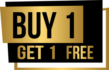 Fototapeta premium Golden buy one get one free tag label, gold buy 1 get 1 free banner
