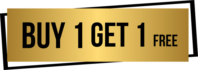 Fototapeta premium Golden buy one get one free tag label, gold buy 1 get 1 free banner