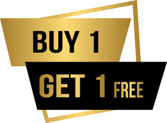 Golden buy one get one free tag label, gold buy 1 get 1 free banner