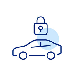 Car side view. Central electrical lock locked. Pixel perfect, editable stroke icon
