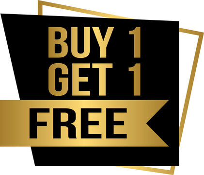 Golden buy one get one free tag label, gold buy 1 get 1 free banner