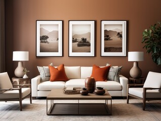 A living room filled with furniture and pictures on the wall