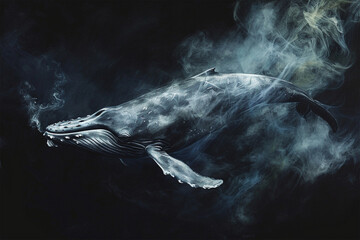 illustration of a painting like a whale in smoke style - obrazy, fototapety, plakaty