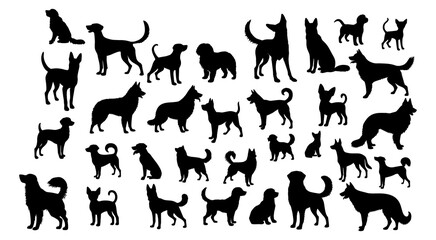 vector illustration. Set of printable dog sticker silhouettes. - obrazy, fototapety, plakaty