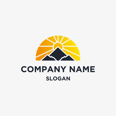 Simple Modern Mountain Landscape Logo Design Vector