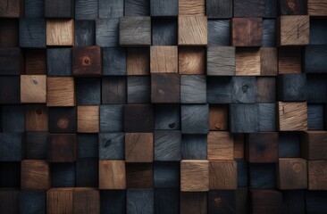 A wall made out of wooden blocks