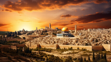 Naklejka premium Jerusalem, the Holy Land, Generate AI
