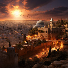 Fototapeta premium Jerusalem, the Holy Land, Generate AI