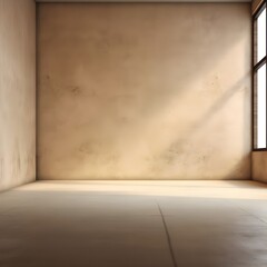 Empty room with beige wall and concrete floor