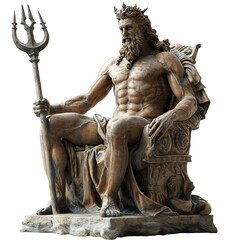 King Poseidon sit on Throne with Trident - obrazy, fototapety, plakaty