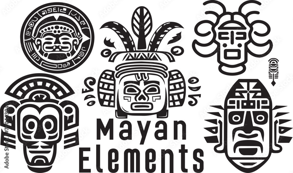 Wall mural Mayan Elements Icons Set