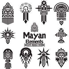 Mayan Elements Icons Set