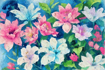 Elegant and beautiful oil painting flower illustration