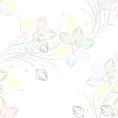 Seamless vector faded flower pattern on white background