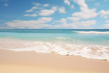 Fototapeta premium Beach ocean vacation wave sand summer water tropical blue travel sky nature sea