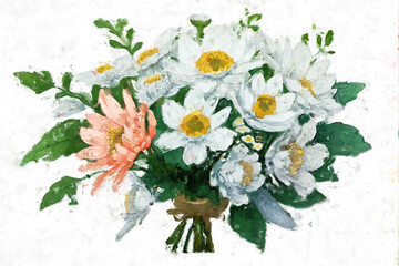 Obraz na płótnie Canvas Elegant and beautiful oil painting flower illustration