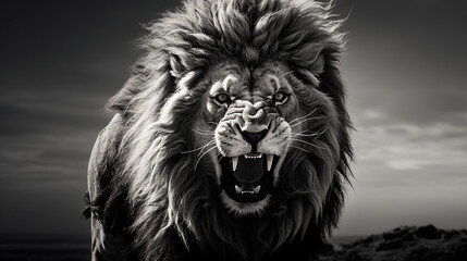 illustration lion's power capture a lion's powerful physique and presence, generate ai.