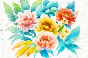 Elegant and beautiful oil painting flower illustration