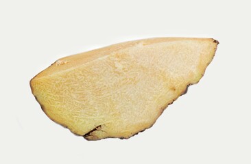 Elephant Foot Yam or Whitespot Giant Arum Cut Piece Isolated on White Background