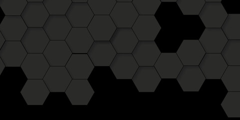 Background with hexagons. Black texture background. hexagon abstract background. Surface polygon pattern with hexagon paper texture and futuristic business.