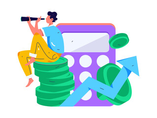 Internet financial management investment flat vector concept operation hand drawn illustration
