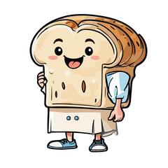 Bread cartoon character vector design image. Illustration of bakery mascot drawing for fun logo delicious food.