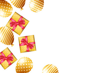 Balloons background flat lay style for party events, holidays, birthdays, etc