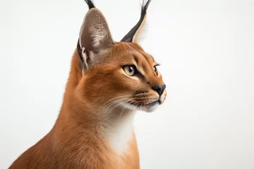 Papier peint photo  Caracal close-up portrait on a white background.  © Laser Eagle