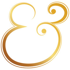 Golden luxury ampersand sign Ampersand border for printing invitations wedding card