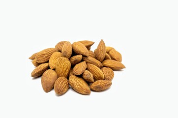 Closeup Almond Nut Isolated on White Background with Copy Space