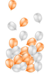 Celebrations background with gold orange and white silver balloons