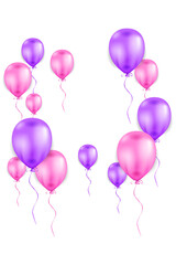 bunch of pink and violet purple helium balloons